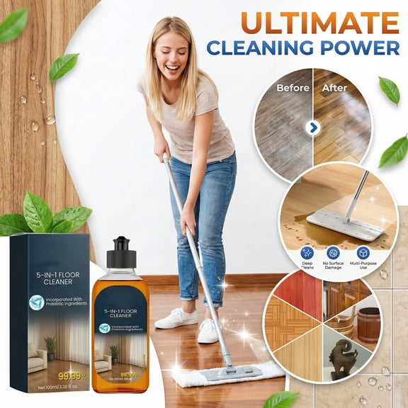 BIOFLORA Floor Cleaner and Polish for Hardwood Floors, Natural Oil Action for Wood, Tile & Laminate, Multi-Surface Cleaner for Home, Kitchen & Bathroom (100ml, 1-Pack)