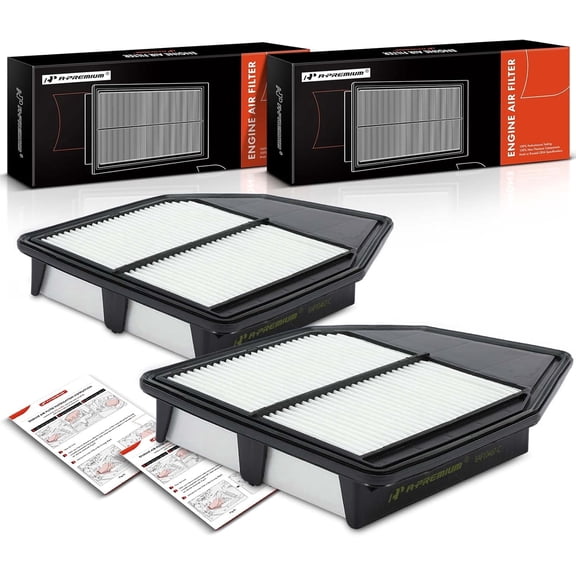 A-Premium 2-PC Engine Air Filter Compatible with Honda Models - Accord 2008 2009 2010 2011 2012, Crosstour 2012 2013 2014 2015 - L4 2.4L - Replace# 17220-R40-A00