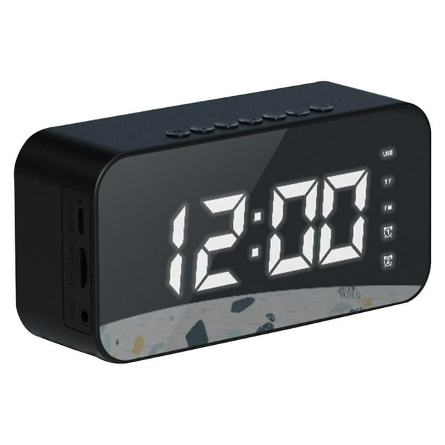 Digital Clock With Bluetooth Speaker Alarm Clock With Alarms Mirror LED Display Bluetooth V5.0 TFCard & AUX Cable