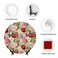 thumbnail image 4 of Picia Tulips Flowers Pattern Bone China Decorative Plate – Wall Decor with Stand and Adhesive, Elegant Ornament for Living Room, Office, or Entryway-6in, 4 of 6