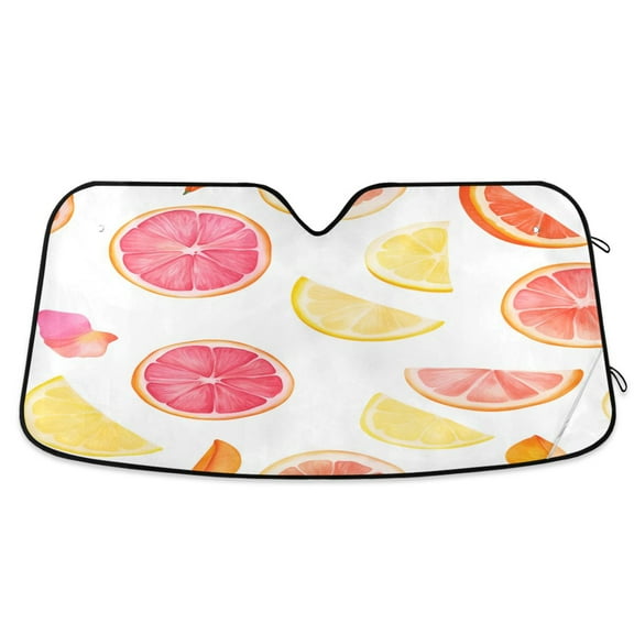 Yayeee Car Windshield Sun Shade Universal Fit Front Visor Protector, White Grapefruit Slices