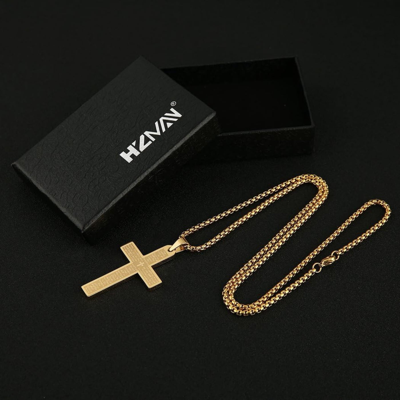 Celvieroot Stainless Steel Mens Womens Cross Necklace Lord's Prayer Pendant, 4 Colors Available