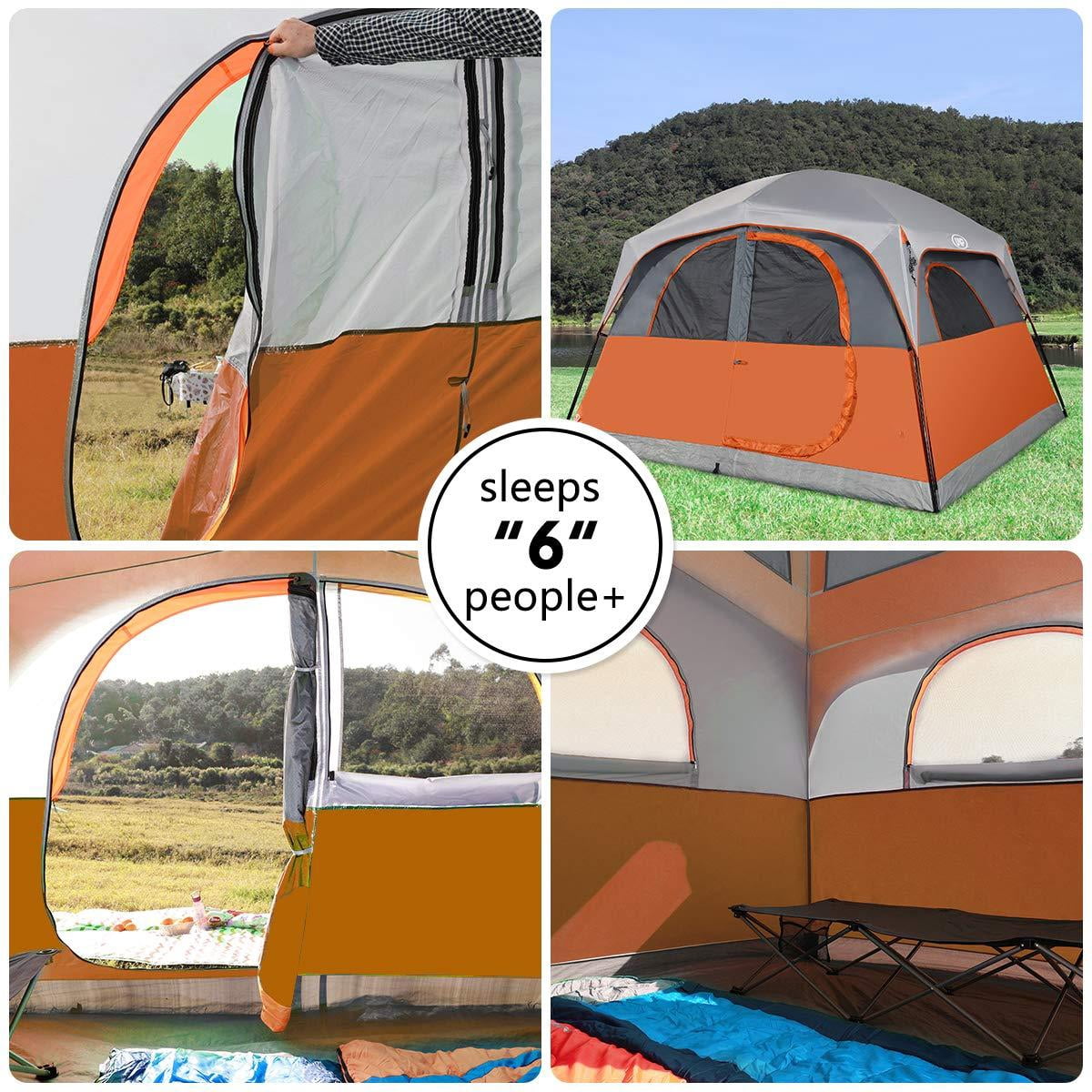 Tents 6 Person Waterproof Windproof Easy Setup Double Layer Family Camping Tent With 1 Mesh Door & 5 Large Windows -10'x9'x78in(h)
