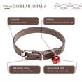 thumbnail image 2 of Filbert Leather Cat Collar, Reflective Cat Collar, Leather Accessories with Bell, Bird Warning, Suitable for Indoor and Outdoor, Non Breakaway, Durable, Stylish Design, Brown, 2 of 5