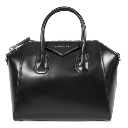 - Givenchy Antigona Calfskin Leather Satchel Bag | Black with Silver Hardware | Small