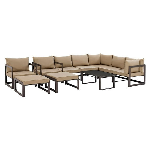 Modway Fortuna 10 Piece Patio Sectional Sofa Set