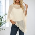 thumbnail image 2 of EYNMVR Womens Sheer Poncho Shrug Lightweight Knit Ruffle Pullover Sweater Top, 2 of 4