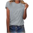 thumbnail image 6 of Fesfesfes Plus Size T Shirts Women Summer Crewneck Solid Color T-shirts Fashion Comfortable Female Blouses Tops 4(S), 6 of 9