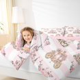 thumbnail image 4 of Homewish Girls Kids Cartoon Castle Full Size Comforter Sets 3-Piece,Pink Geometric Stripes Bedding Comforter Set,Dreamy Princess Roses Lightweight Bedding Sets,Microfiber Bedroom Decor,Reversible, 4 of 8