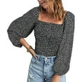 thumbnail image 2 of gakvbuo Fall Clothes For Women 2022 Trendy Business Casual Plus Size Tops For WomenWomen Fashion Casual Square Collar Printing Elasticity Long Sleeve Loose T-Shirt Blouse Tops, 2 of 6