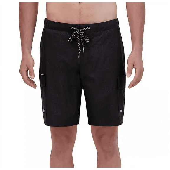 ZeroXposur Men's Swim Trunk (Black/Green, LARGE)