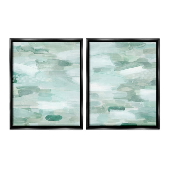 Stupell Industries Beachy Abstract Pattern Abstract Painting Black Floater Framed Canvas Art Print Wall Art, 17 x 21, Set of 2