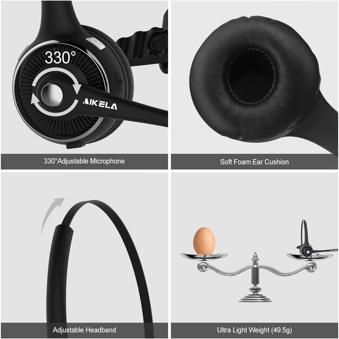 AIKELA V5.0 Bluetooth Headset with 