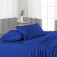 thumbnail image 4 of 7 Piece Bedsheet Sets - 1 Flat Sheet, 1 Fitted Sheet (16 Inch) Deep Pocket, 1 Duvet Cover & 4 Pillowcases - Soft 600TC & Long Staple 100% Egyptian Cotton - Royal Blue Stripe, Queen Size., 4 of 9