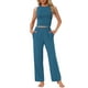thumbnail image 1 of Conjunto de lounge para mujeres INSPIRE CHIC, top sin mangas y pantalones, pijama sólido, talla XL, azul, 1 of 6
