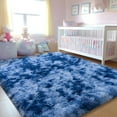 thumbnail image 3 of ZENELESS Indoor Fluffy Rug,5x7 Tie-Dye Blue Fuzzy Non-Slip Carpets for Living Room Bedroom Home Decor, 3 of 7