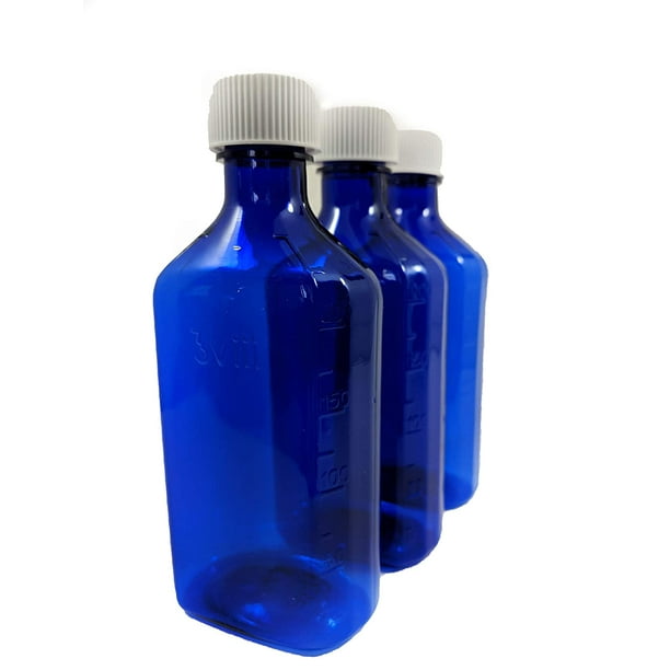 Oval Pharmacy Bottle for Liquid Medicine Blue Medicine Bottle Child
