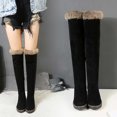 thumbnail image 2 of SACFOF Women's Winter Over The Knee Boots Fur Lined Thigh High Low Heel Faux Suede Combat Boots Riding Winter Snow Boots, 2 of 6