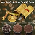 thumbnail image 3 of Sozen Hammered 9" Manual Coffee Grinder Brass – Hand Crank Burr Mill for Turkish Coffee, French Press, Espresso, Camping & Home Use, 3 of 7