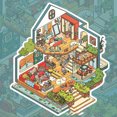 thumbnail image 1 of Qixiangjia Series Scenic Stickers, Simulated Shop Opening Cabin Pixel Game Stickers, Scenic Net Series, 1 of 4