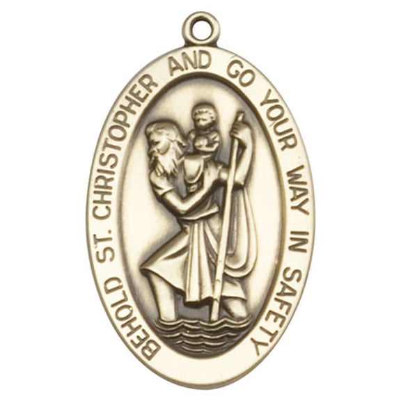 Antique Gold St. Christopher Keychain