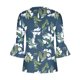 thumbnail image 4 of Blusa de verano para mujer con estampado de pliegues sexy y mangas 3/4 con cuello en V y botones OAVQHLG3B Store  lin121212, 4 of 5