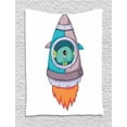 thumbnail image 1 of Alien Tapestry, Upset Little Cartoon Character Sitting Inside a Space Vehicle Cosmic Funny Doodle, Wall Hanging for Bedroom Living Room Dorm Decor, 60W X 80L Inches, Multicolor, by Ambesonne, 1 of 2