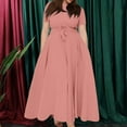 thumbnail image 2 of Evdexr Long Maxi Dresses for Women Plus Size Solid Color Dress Short Sleeve Crew Neck Dresses Pink 5XL, 2 of 4