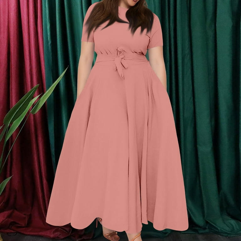 Evdexr Long Maxi Dresses for Women Plus Size Solid Color Dress Short Sleeve Crew Neck Dresses Pink 2XL - Walmart.com Evdexr Long Maxi Dresses for Women Plus Size Solid Color Dress Short Sleeve Crew Neck Dresses Pink 2XL - Walmart.com