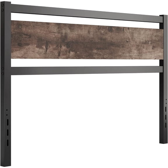 Headboard Only Wooden Headboard with Metal Slats Sturdy Rustic Headboards Easy Assembly, XL// ()