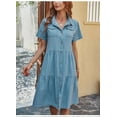 thumbnail image 2 of HLSOHJP Summer Women's Denim Dress Fashion Loose Short Sleeve Thin Jeans Dress Casual Female Clothing S-2XL Drop Shipping, 2 of 6