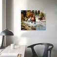 thumbnail image 4 of COMIO Running Horses Canvas Wall Art Mountain Stream Landscape Running Horse Painting Wild Animal Vintage Abstract Picture for Office Home Living Room Decor Framed, 4 of 5