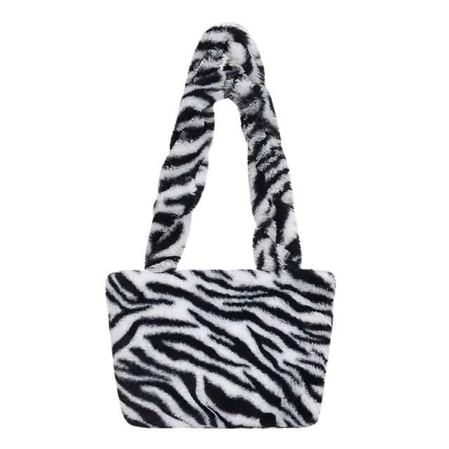 Bolso de hombro de felpa para mujer, bolsos con diseño de animales a la moda de invierno (blanco) Likrtyny Para estrenar