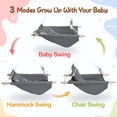 thumbnail image 2 of Baby Swing Indoor and Outdoor, Canvas Hammock Swing for Baby to Toddler with a Comfortable Seat, Macaroon Wooden Toy, Adjustable 5-Point Harness,Gift for Baby Boys Girls, 3 Modes, Dark Grey, 2 of 13