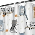 thumbnail image 3 of Hand-Drawn Cat Shower Curtain - Adorable Cat-Themed Print, Waterproof & Quick-Dry, 72x84 Inch, Machine Washable, 3 of 4