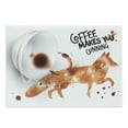 thumbnail image 1 of Coffee Art Cutting Board, Cunning Animal and Human Nature Character Theme Coffee Espresso, Decorative Tempered Glass Cutting and Serving Board, Large Size, Burnt Sienna Black White, by Ambesonne, 1 of 1