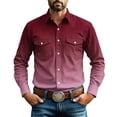 thumbnail image 3 of Thousandth Men's Classic Western Shirt Casual Gradient Long Sleeve Shirts Fashion Durable Button Down Tops Men's Daily Style, 3 of 10
