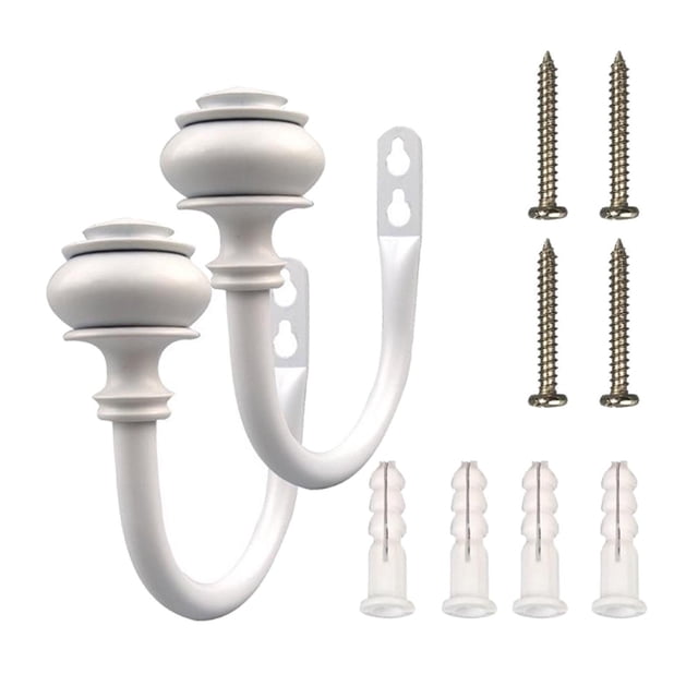 2 piezas en apariencia de U de pared para cortina soporte para cortina trasero soporte para montaje en pared s para pared decoración Blanco Macarena Ganchos de amarre para cortinas