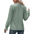 thumbnail image 5 of TEMOFON Womens Long Sleeve Tops Fall Ruffle Puff Long Sleeve Blouses V Neck T Shirts Cute Tunic Sweatshirts Dressy Loose Fit Solid Color Green Size L, 5 of 5
