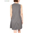 thumbnail image 5 of BadPiggies Womens Sleeveless A-line Dress with Pockets Cotton Swing Summer Beach Casual Loose Dress (M, Gray), 5 of 7