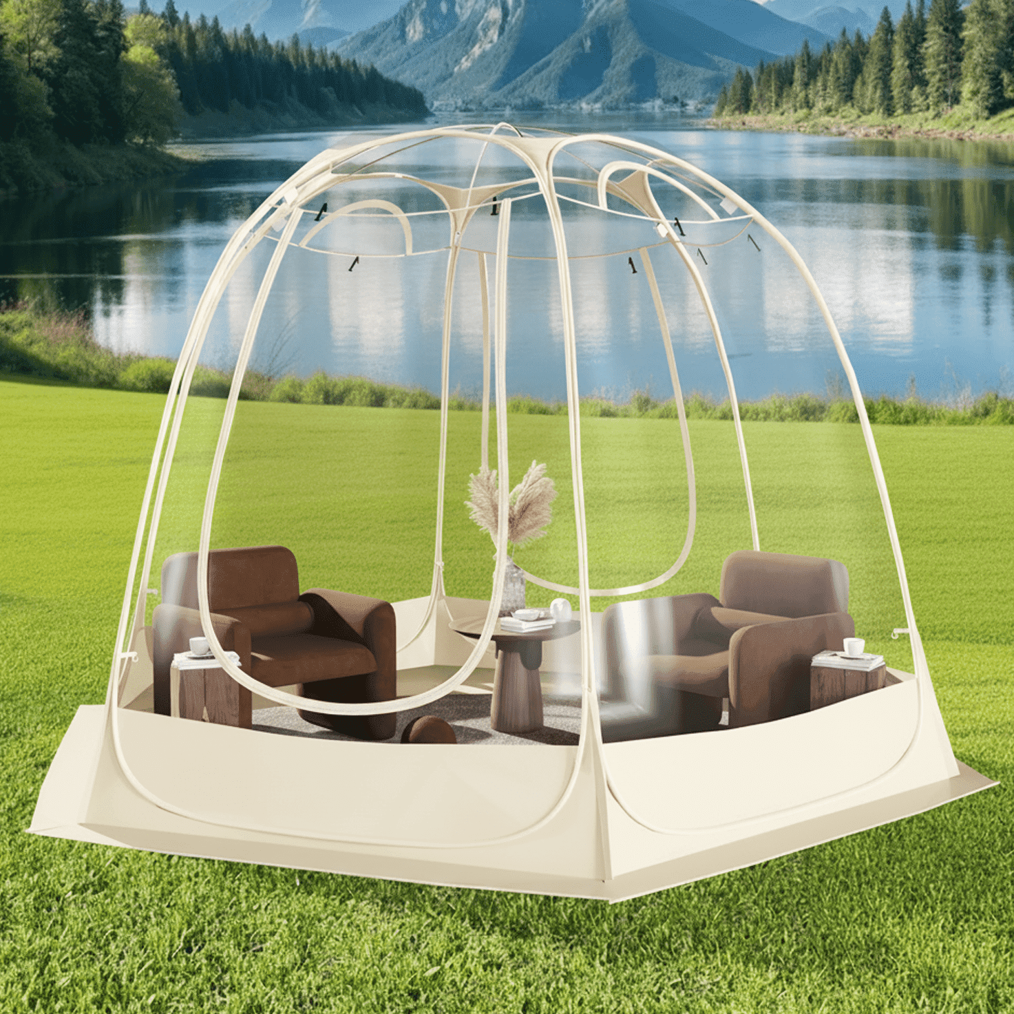 TABU Pop Up Bubble Tent, Sports Tent for 6-7 People, Portable Weatherproof Clear Tent, 10 x 10 ft