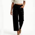 thumbnail image 3 of FRSASU Women's Wide Leg Capri Pants Elastic Waist Casual Loose Lounge Summer Flowy Beach Vacation Trousers Black-A, 3 of 6