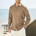 thumbnail image 2 of Men's Clearance Button Down Shirt Casual Regular-Fit Dress Shirts Lapel Wrinkled Casual Shirt Cotton Linen Fashion Breathable Shirt Long Sleeve Dress Shirts, 2 of 7