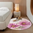 thumbnail image 2 of Spring Cosmos Round Area&nbsp;Rug 4ft Pink Flower Non-Slip&nbsp;Washable Circle Rugs Soft Felt Indoor Floor Mat for Bedroom Kitchen Living Room Bathroom, 2 of 9