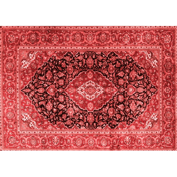 Ahgly Company Indoor Rectangle Medallion Red Traditional Area Rugs, 5' x 7'