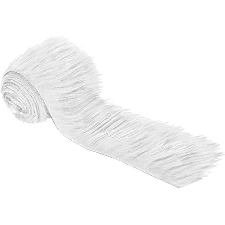 Ice Fabrics Shaggy Mohair Faux Fur Fabric Strips Ribbon, Pre Cut Roll, 2 inch Wide by 60 inch Long - Black, Size: 2 x 60