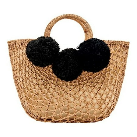 Natural Rattan - Women's San Diego Hat Company Open Weave Rattan Tote Bag BSB1748 Natural OSFA