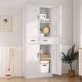 thumbnail image 5 of Metal Storage Cabinet, 71" H x 28" W x 16" D Locking Storage Cabinet with Adjustable Shelves and One Drawer for Office, Garage, Home, School, Utility(White), 5 of 7
