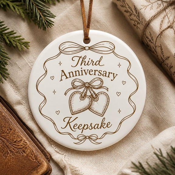 Christmas Ornament Third Anniversary Keepsake Hanging Decoration for Couple