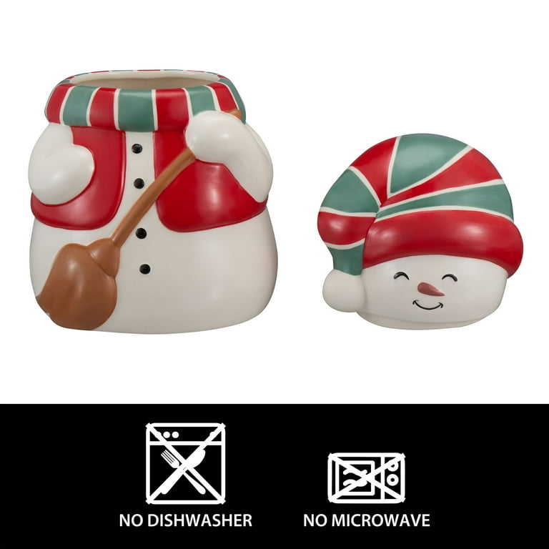 Holiday Time 73-Oz Snowman Glazed Earthenware Ceramic Treat Jar
